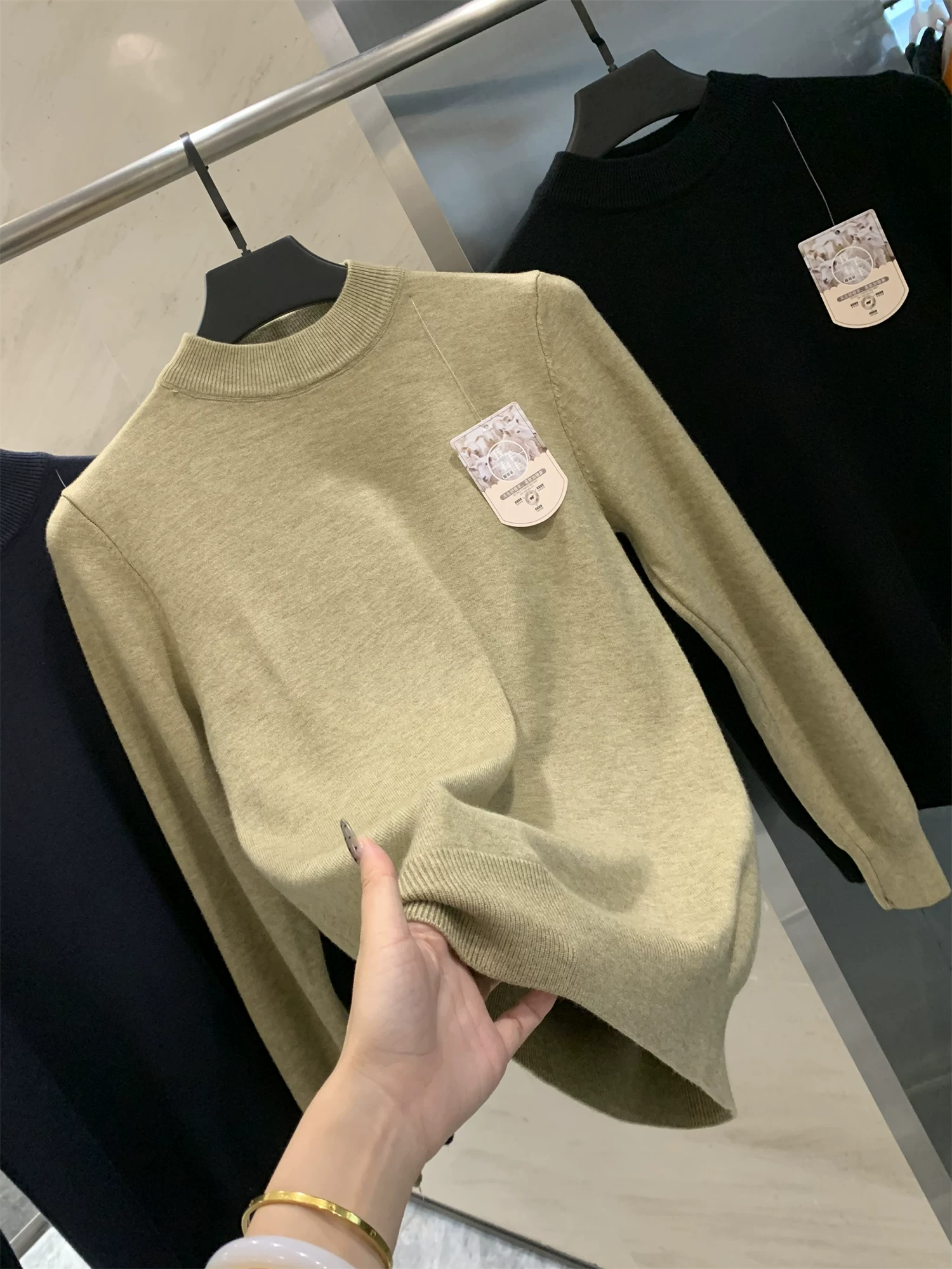 Hỗn hợp len lyocell Don Quixote! Áo len dệt kim cổ tròn đa năng dành cho nam mùa thu đông hợp thời trang