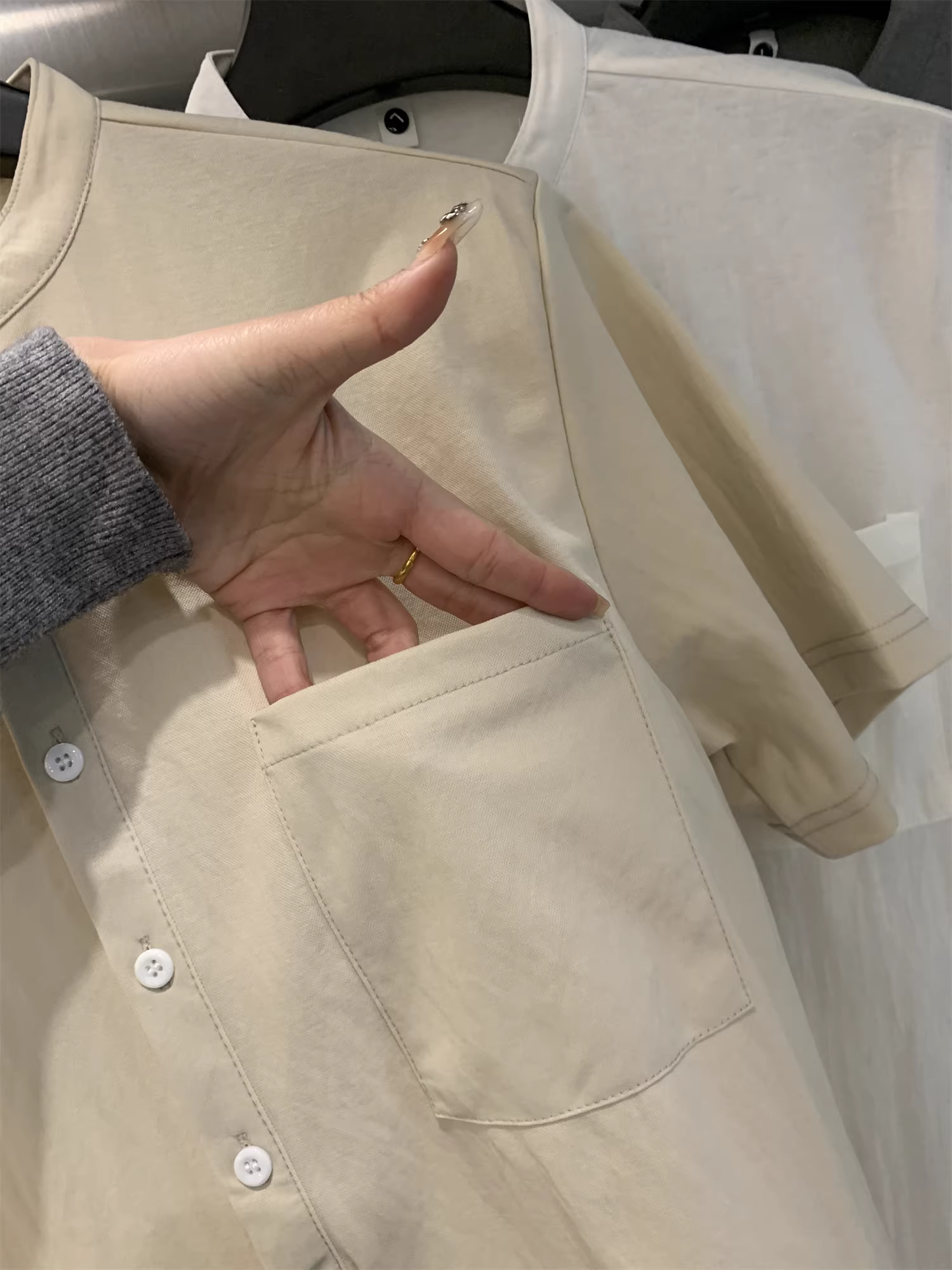 Áo sơ mi nam chất liệu cotton-linen pha trộn Don Quixote! Màu trơn, nhẹ, thoáng khí, kiểu dáng nghệ thuật, áo sơ mi ngắn tay cổ Henry phong cách thường ngày.