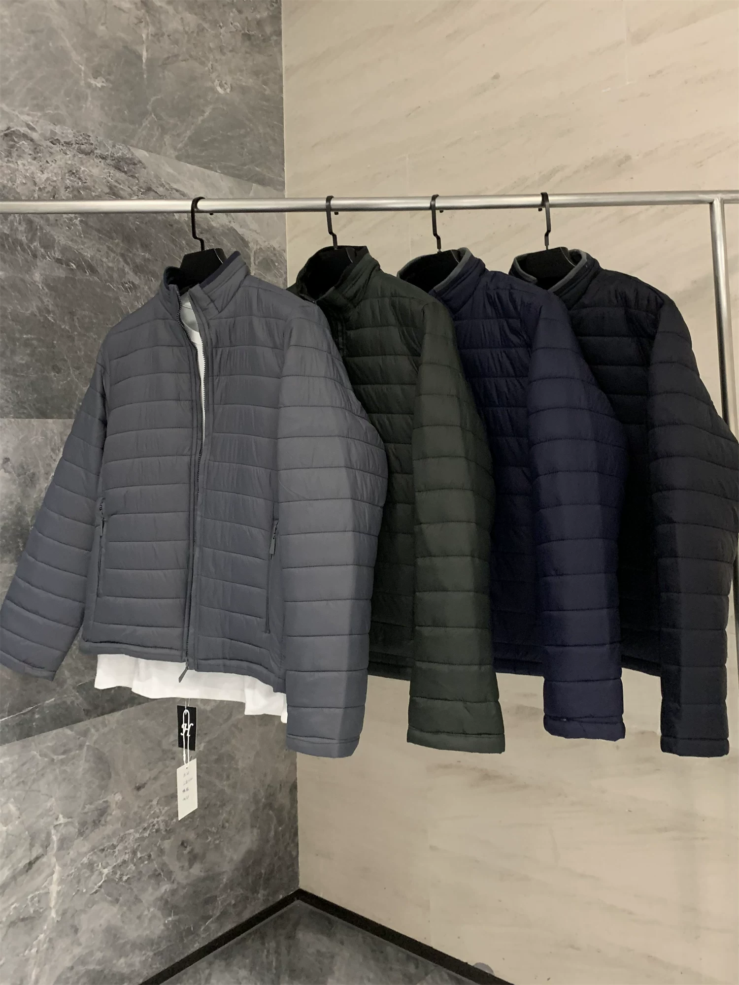 Don Quixote, hãy đến với nước Mỹ! Áo khoác cotton cổ đứng nhẹ, ấm áp, chống gió dành cho nam mùa thu đông, kiểu dáng thời trang