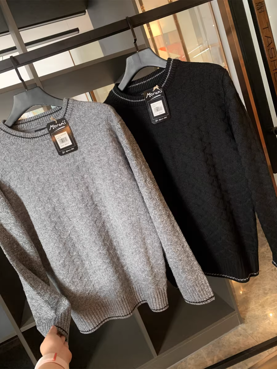 Don Quixote đi đến Canada để nhận đơn đặt hàng ~ Họa tiết kim cương ba chiều! Áo len dệt kim cổ tròn thông thường dành cho nam mùa thu.