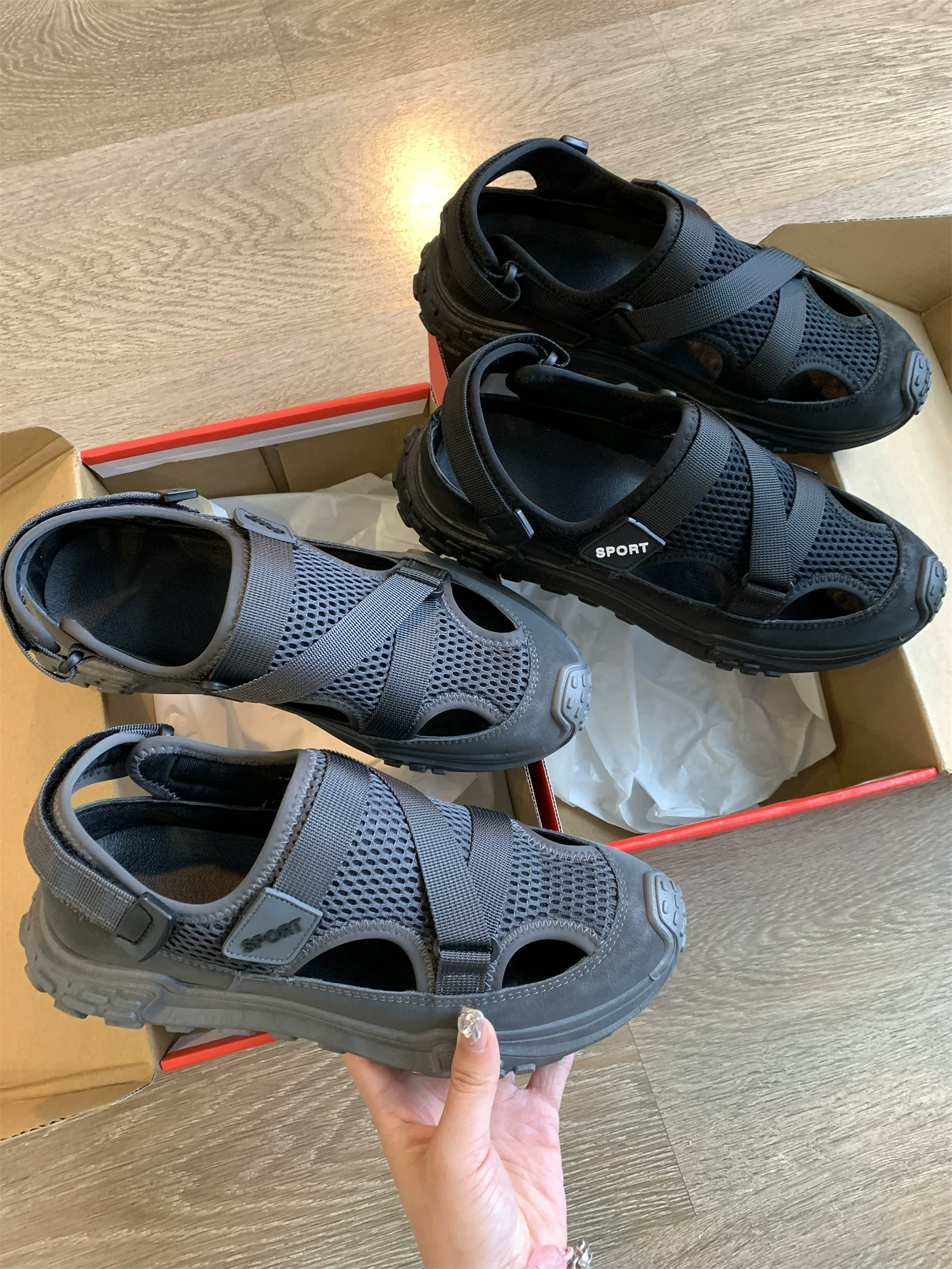 Đơn đặt hàng của Don Quixote Company! Lưới thoáng khí + đế cao su! Dép thể thao đi biển thoáng khí dành cho nam