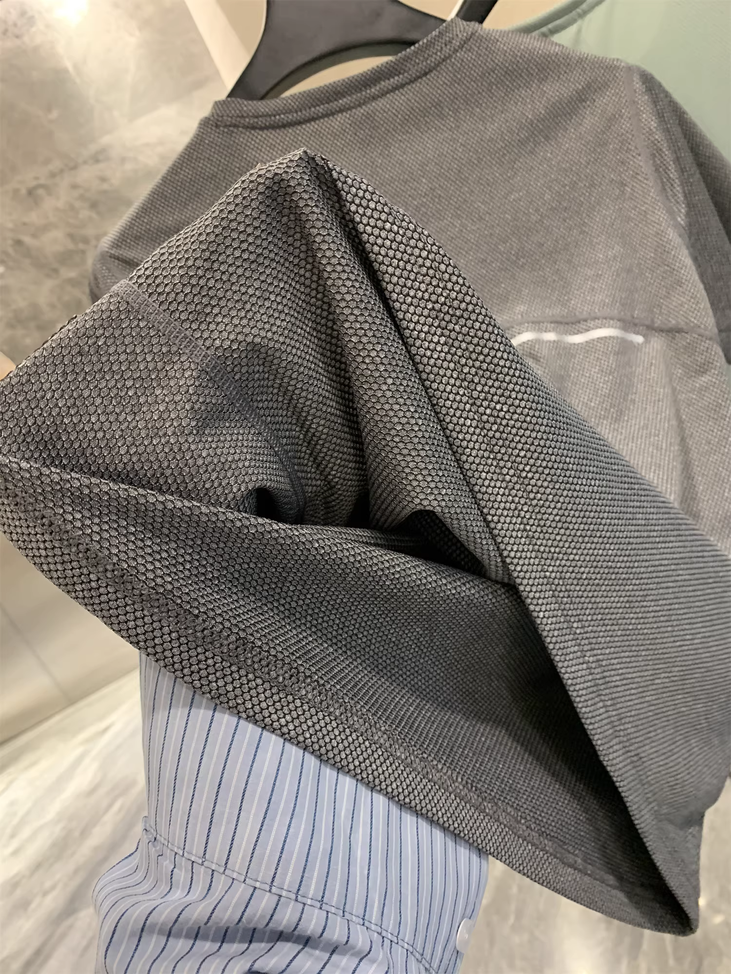 Công nghệ làm mát Don Quixote-5 °   ! Áo thun nam ngắn tay thường ngày mùa hè có họa tiết tổ ong co giãn lớn