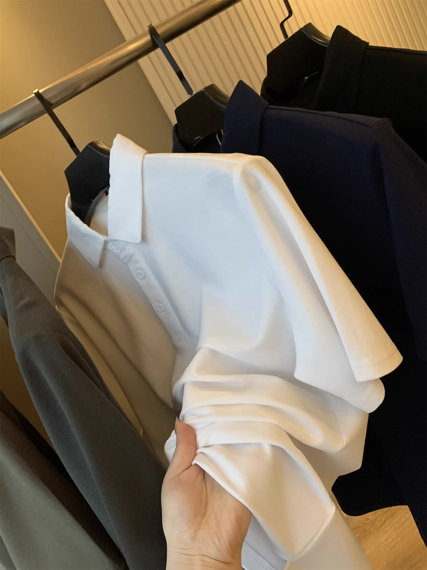 Áo Polo công sở mùa hè chất liệu vải kỹ thuật cao Don Quixote! Vải Pique chải kỹ! Áo thun nam cổ trụ lịch sự.