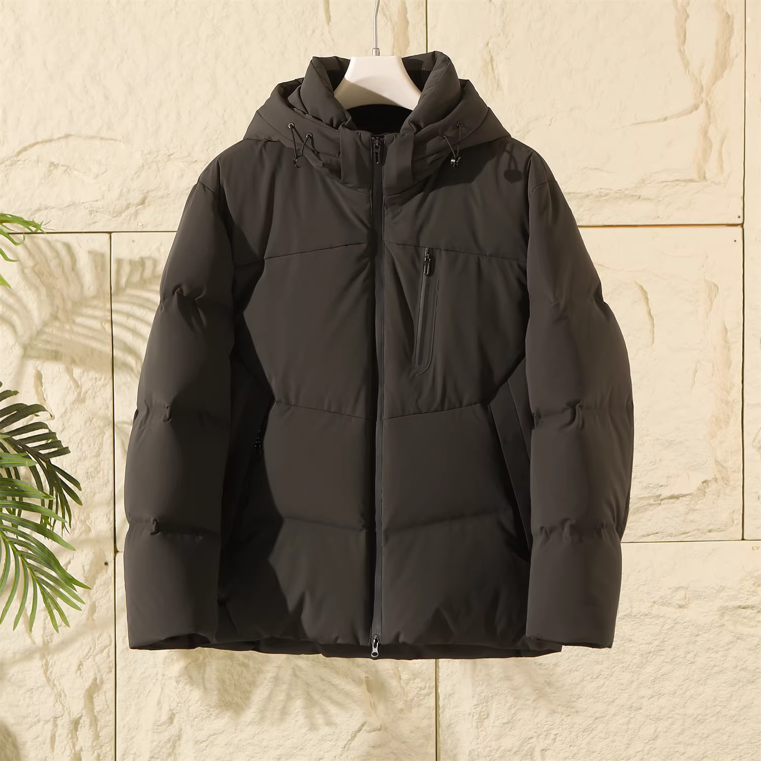 Áo khoác phao nam Don Quixote ODM, bán trực tiếp từ nhà máy! 90% lông vũ vịt, độ phồng cao! Áo khoác phao có mũ ấm áp mùa đông.