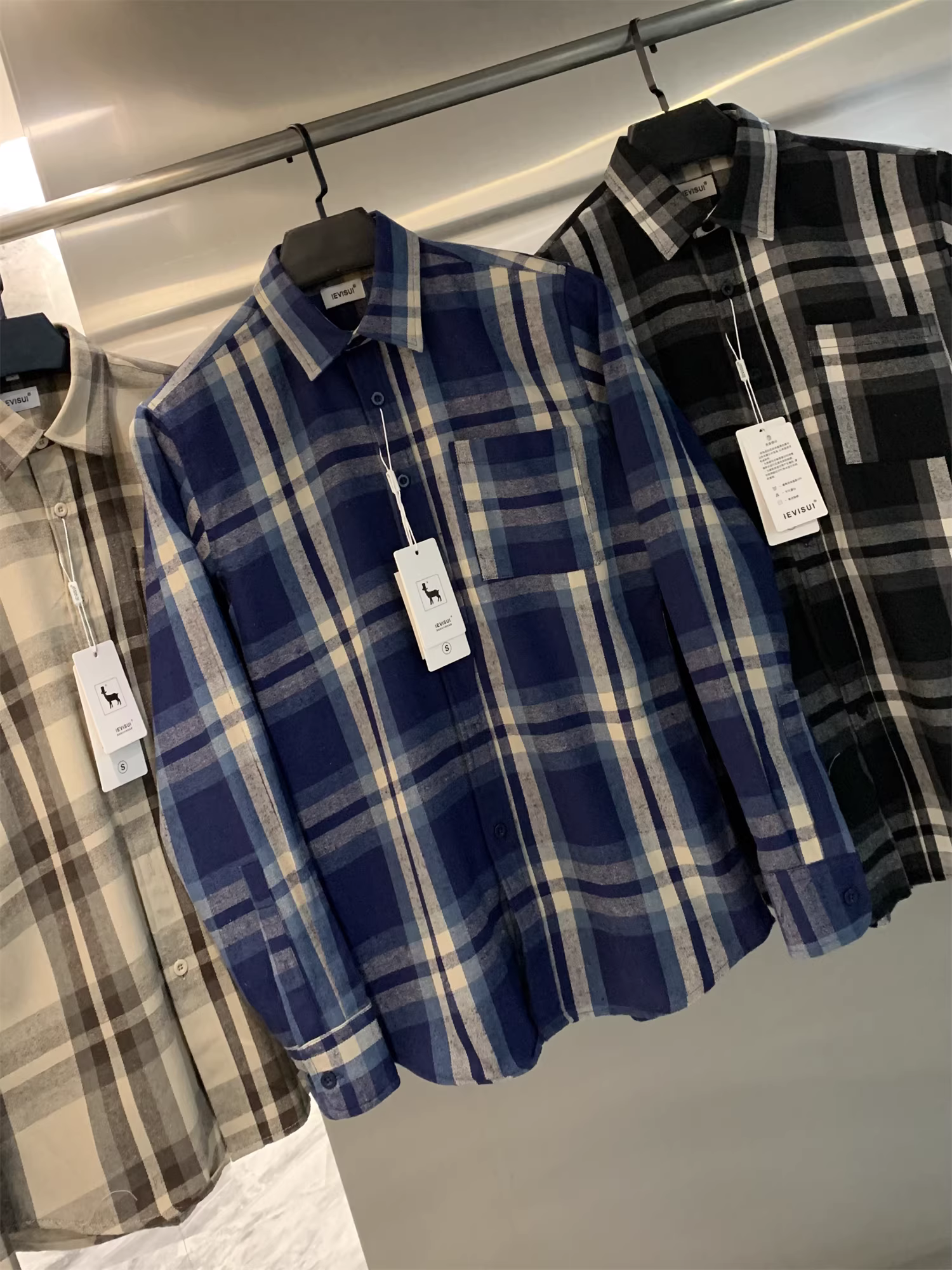 Món đồ không thể thiếu của người yêu thích kẻ ca rô Don Quixote! Áo sơ mi dài tay kẻ ca rô dệt tùy chỉnh, chất liệu mềm mại, đa năng, thời trang dành cho nam và nữ