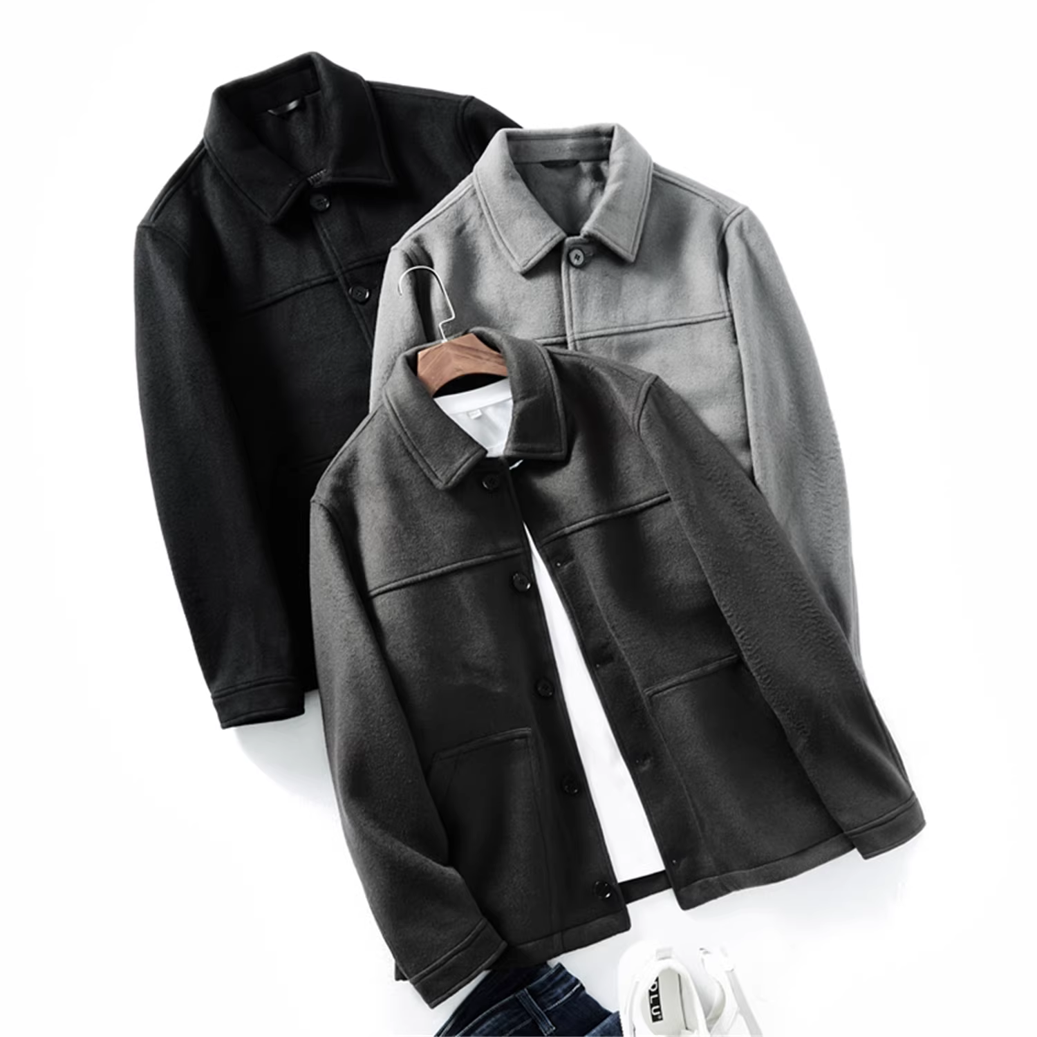 Áo khoác len pha Don Quixote! Thiết kế thời trang! Áo khoác nam mùa thu cổ điển, ấm áp.