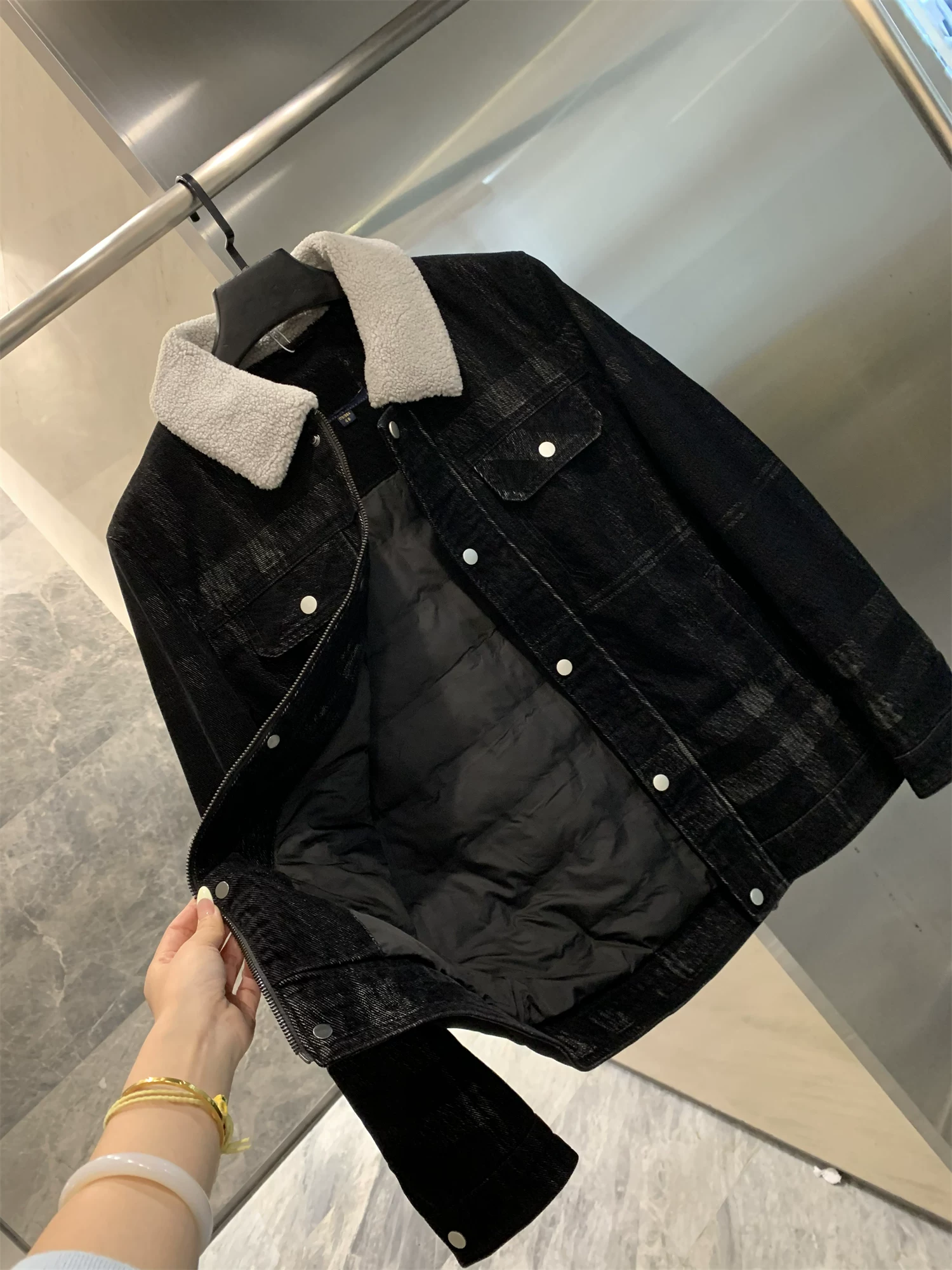 Don Quixote H Yu Dan! Áo khoác cotton phối cổ chéo, lót bông 40+! Áo khoác mùa thu đông dành cho nam.