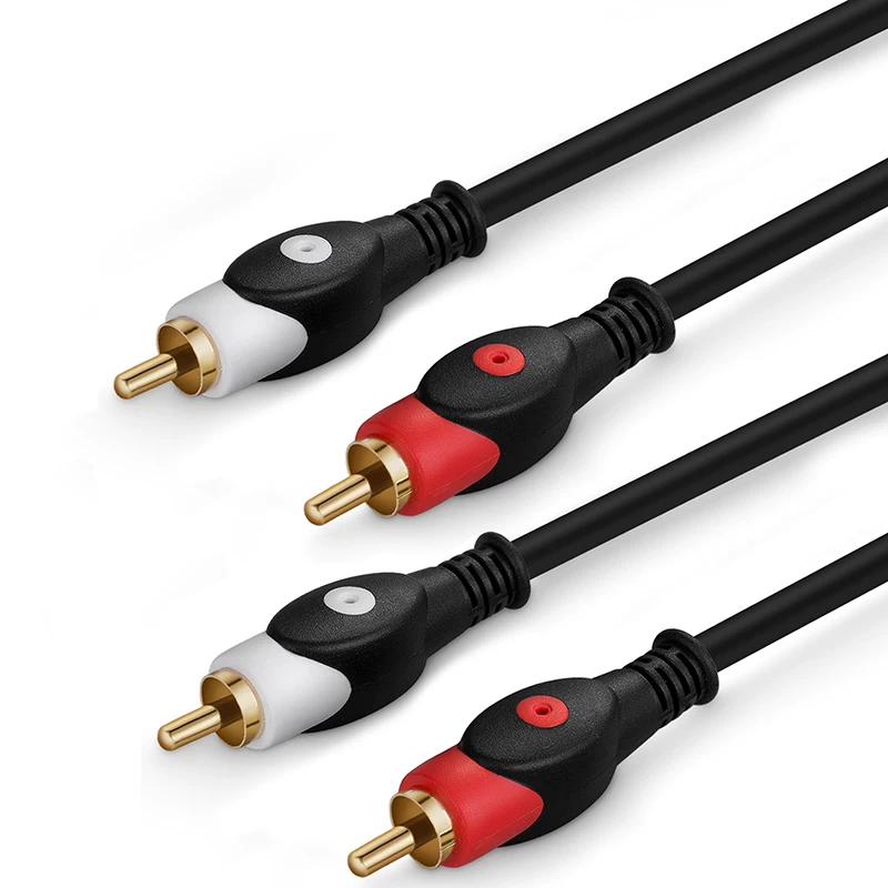 Cáp âm thanh kép RCA màu đỏ và trắng DVD TV Đầu phát Blu-ray CD khuếch đại loa siêu trầm cáp kết nối loa