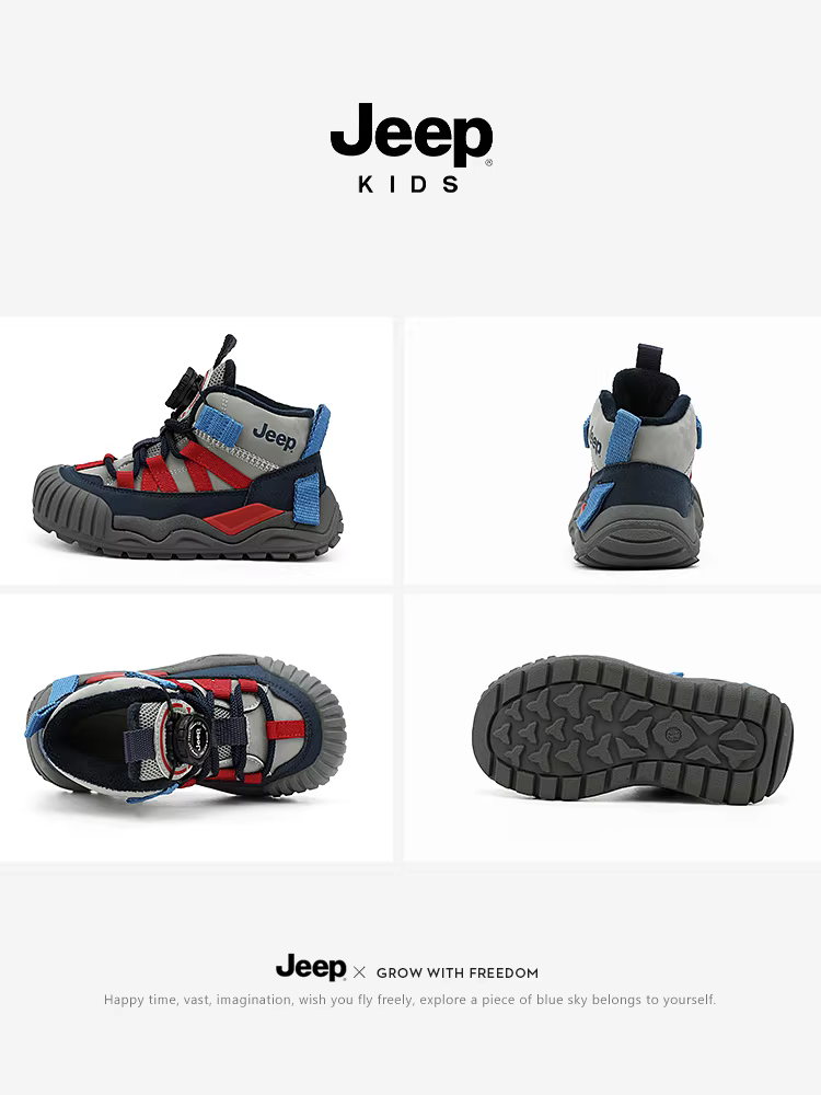 Giày trẻ em Jeep lót lông cừu, giày trẻ em chống thấm dày dặn mới mùa đông 2025, giày thể thao trẻ em nữ.
