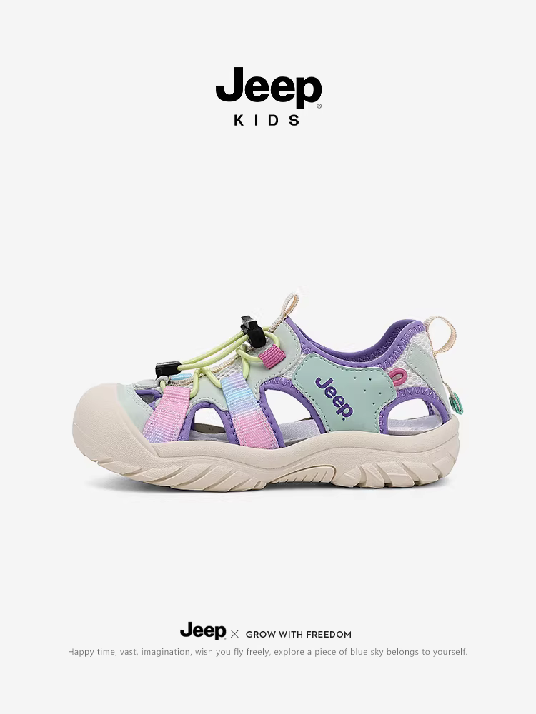 Dép kín mũi cho bé gái Jeep, giày Shuoxi, dép mùa hè cho bé gái, giày nước chống trơn cho trẻ em đi biển mới năm 2025.