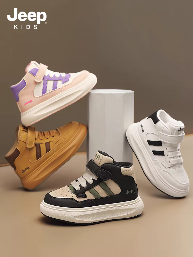 Giày cotton cao cổ trẻ em Jeep dành cho bé gái, giày mùa đông mới 2025 cho bé trai, có lớp lót lông cừu, giày thể thao nhẹ