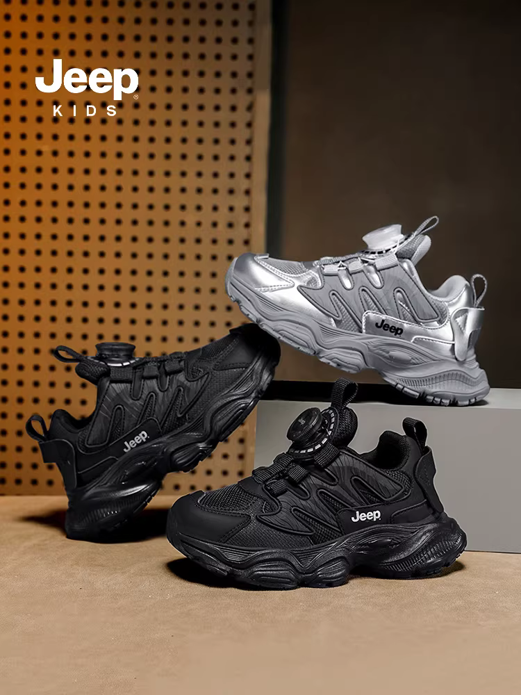 Giày trẻ em Jeep mùa xuân 2025 kiểu lưới mới, giày bố mềm đế mềm chống trơn cho bé gái và bé trai