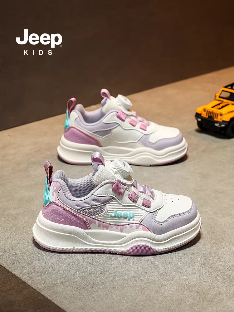 Giày thể thao trẻ em da mùa thu kiểu Jeep, mẫu mới 2025, đế mềm, chống trơn, khóa cài, giày thể thao trẻ em