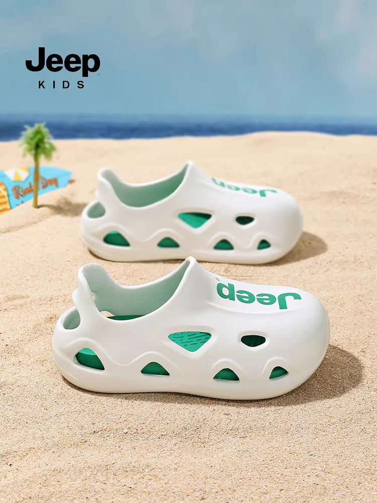 Dép quai ngang mùa hè Shuoxi cho bé trai Jeep, mẫu mới 2025, kiểu kín mũi, giày nước trẻ em, giày đi biển cho bé gái