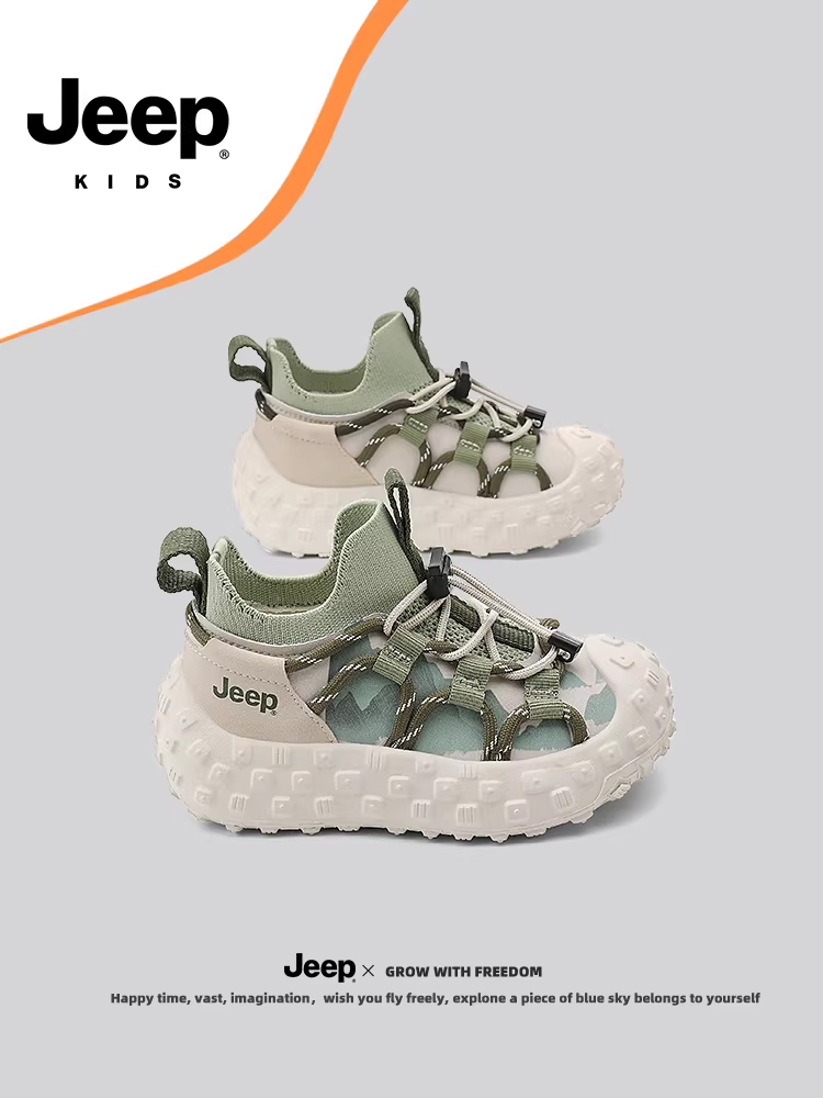 Giày trẻ em Jeep, giày thể thao lưới thoáng khí, kiểu dáng xuân thu, mẫu mới mùa thu 2024, giày chạy bộ trẻ em
