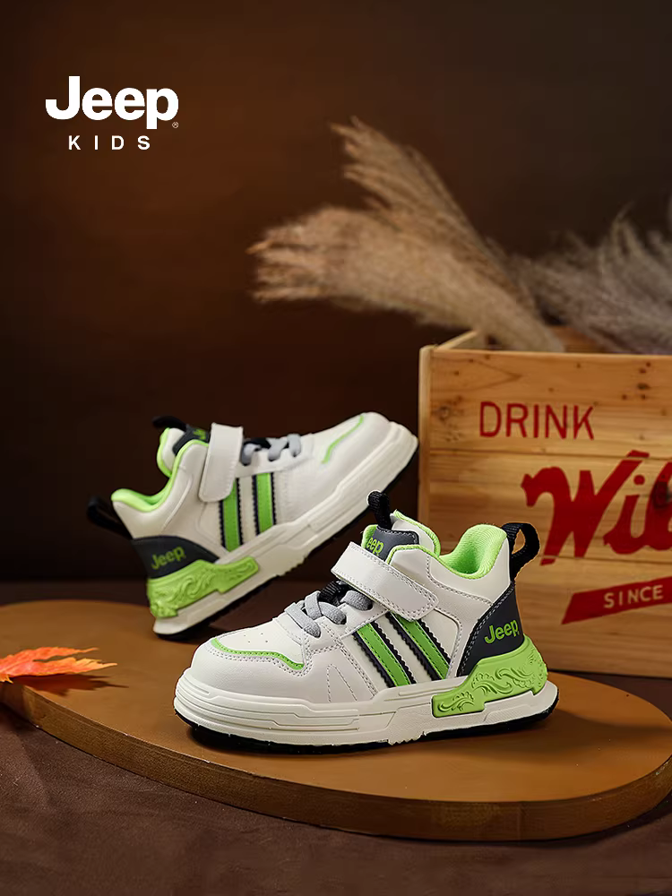 Giày trẻ em Jeep, giày nam bé trai, giày cao cổ trẻ em xuân hè 2025, giày thể thao da bé gái kiểu AJ