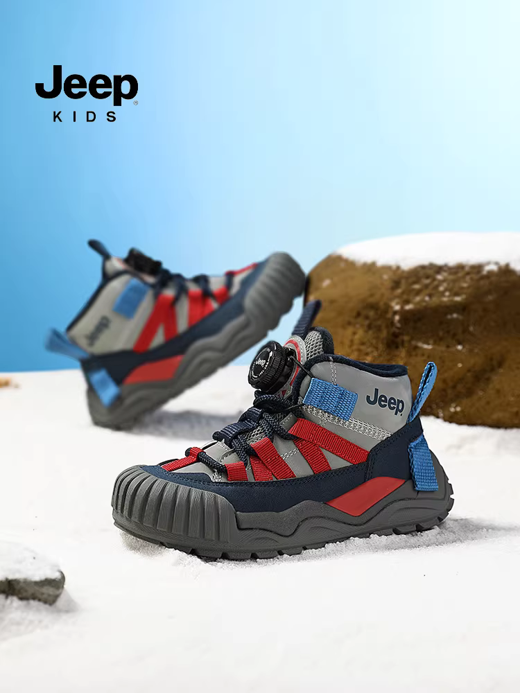 Giày trẻ em Jeep mùa đông lót lông cừu giữ ấm, giày trẻ em mới 2025, giày thể thao trẻ em chống trơn trượt, giày cotton đôi cho bé gái