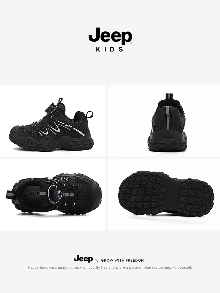 Giày thể thao trẻ em Jeep Giày trẻ em mùa đông Giày cotton lót lông cừu 2025 Giày đi bộ đường dài ngoài trời chống trượt mới Giày trẻ em