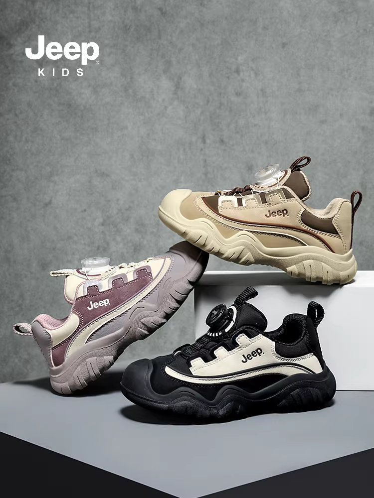 Giày thể thao da đen chống thấm nước cho bé trai mùa thu, giày trẻ em mới năm 2025, giày đi bộ ngoài trời