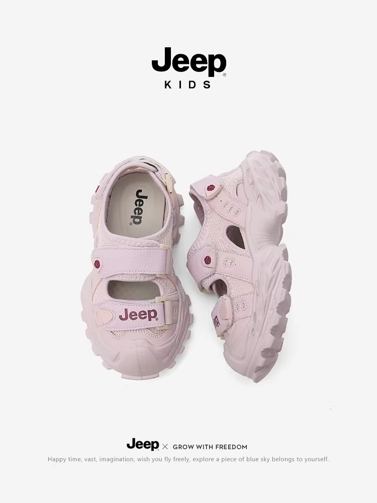 Giày trẻ em Jeep, giày nữ, dép quai hậu trẻ em, giày thể thao ngoài trời màu tím kiểu mới hè 2025 dành cho bé gái
