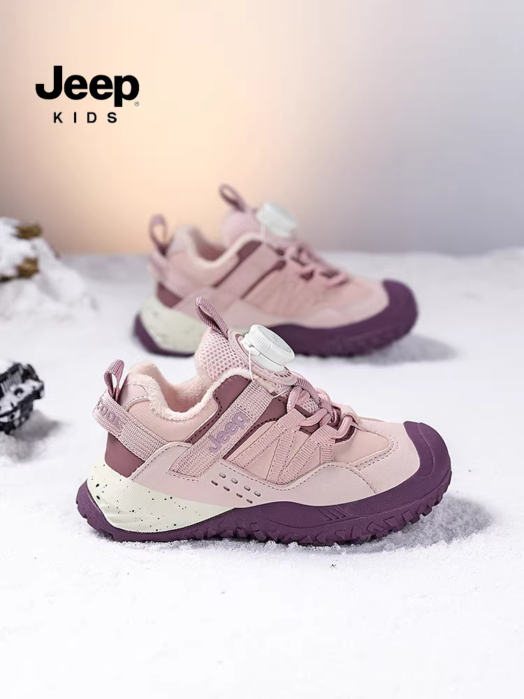 Giày thể thao lót lông cừu cho trẻ em Jeep dành cho bé gái, giày cotton hai lớp, giày trẻ em mùa đông mới 2025 ấm áp và không thấm nước, giày trẻ em nam.