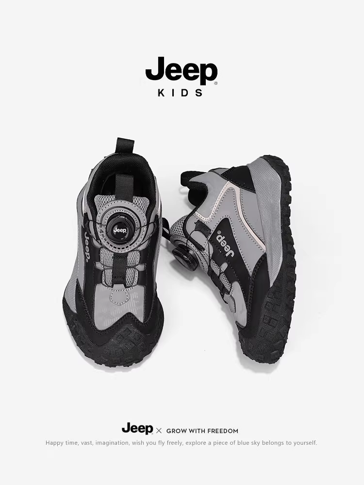 Giày thể thao trẻ em Jeep lót lông cừu mùa đông 2025 mới, giày chạy bộ bằng da, giày cotton đôi, giày nữ