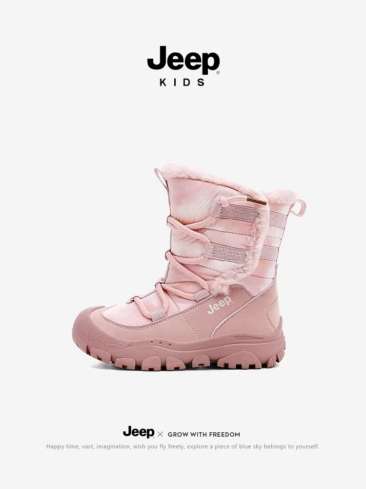 Giày bốt đi tuyết cho bé gái, giày cotton cho bé gái, giày bốt cotton cỡ lớn lót lông cừu mùa đông mới 2025 ấm áp, chống thấm nước