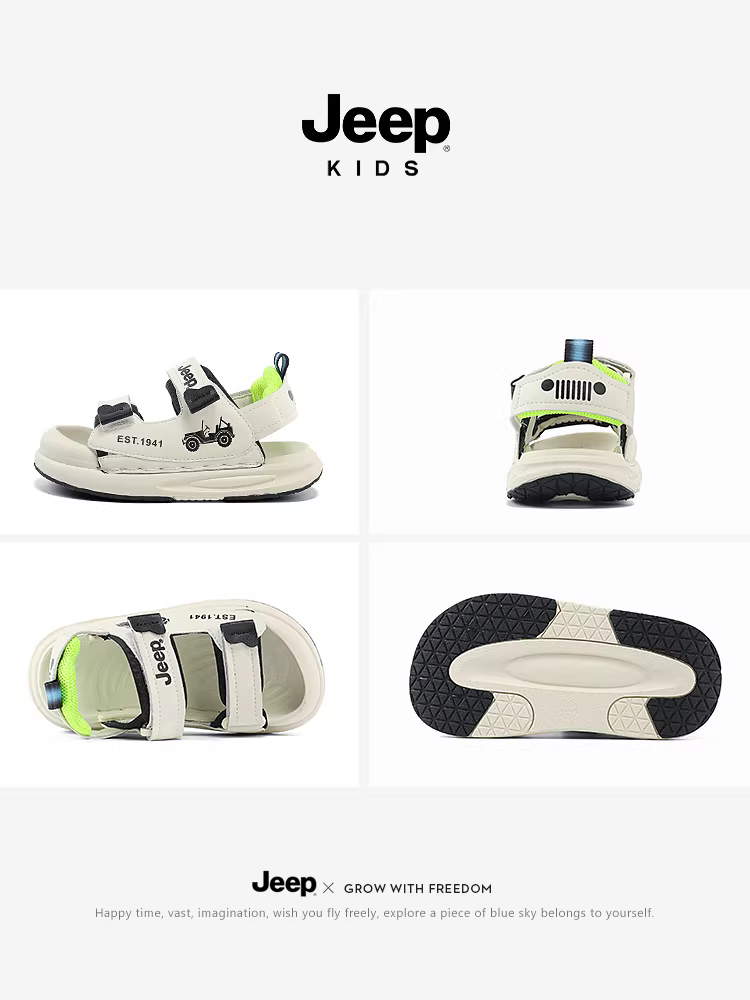 Dép trẻ em Jeep cho bé trai, kiểu dáng mùa hè kín mũi, giày bé trai, giày đi biển chống trơn trượt mùa hè mới 2025 cho bé trai.