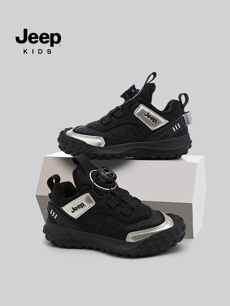 Giày cotton trẻ em Jeep mùa đông lót lông cừu ấm áp giày trẻ em 2025 giày da mới chống thấm nước giày thể thao bé trai