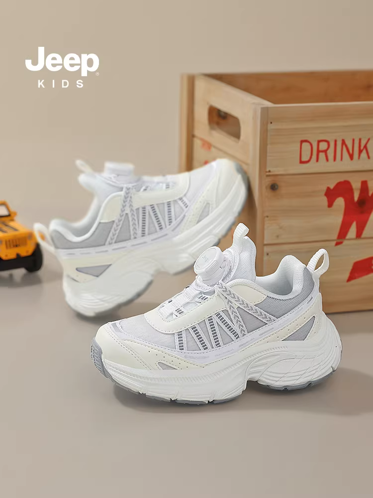 Giày thể thao trẻ em Jeep mẫu mới 2024, kiểu dáng xoay khóa, chạy bộ, mùa xuân & thu, chống trơn trượt, bền bỉ, phong cách thường ngày
