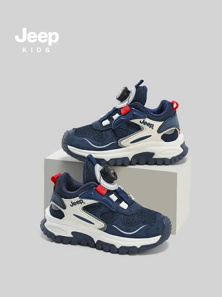 Giày trẻ em Jeep, giày chạy bộ kiểu bố, mùa xuân thu, thoáng khí, nhẹ, dành cho bé gái, mẫu mới 2025, giày thể thao có nút cho bé trai