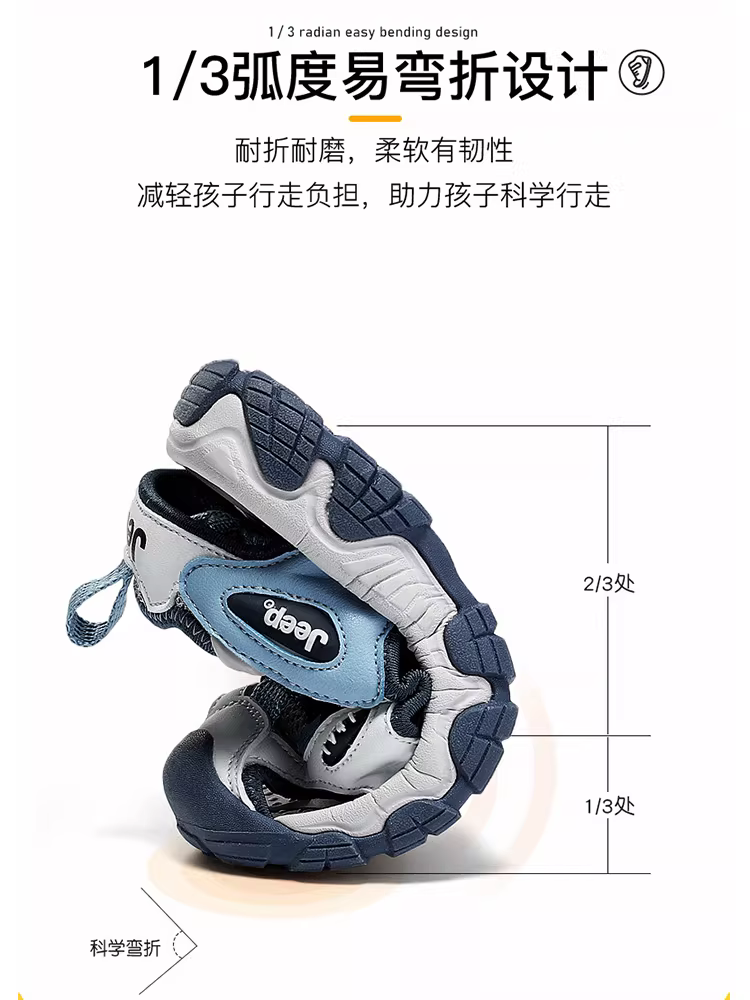 Giày dép mùa hè kiểu dáng trẻ em Jeep, giày sandal mũi kín đế mềm cho bé trai, giày đi biển trẻ em mới năm 2025 dành cho trẻ lớn hơn