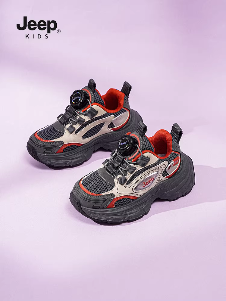 Giày nút Jeep cho bé trai, mẫu mới xuân thu 2025, giày chạy bộ cho bé gái, giày bố, giày thể thao trẻ em thoáng khí, nhẹ.