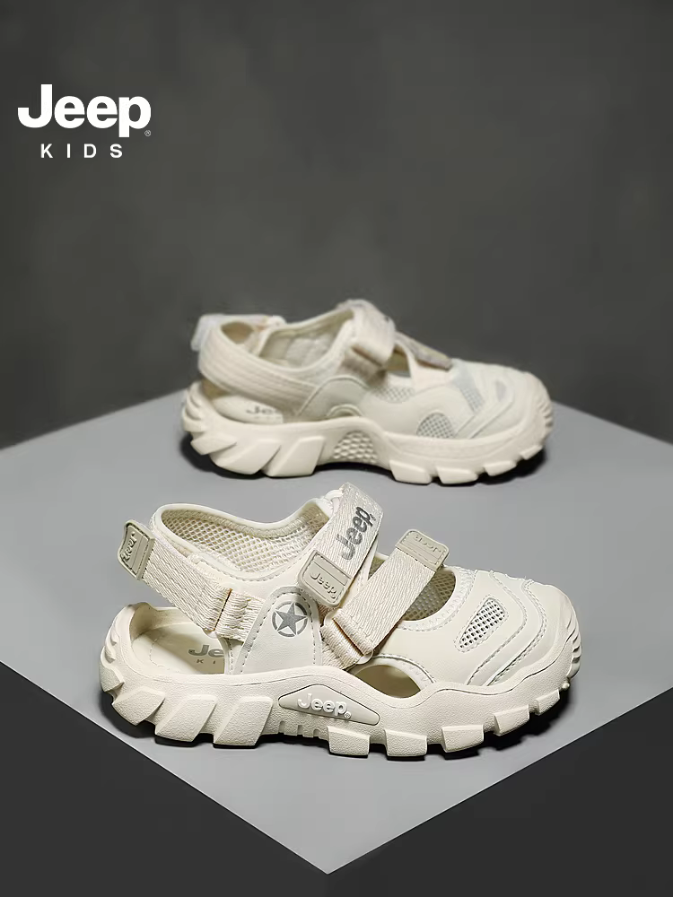 Dép thể thao mùa hè 2025 cho bé trai Jeep, giày chống trơn, giày đi biển mũi kín cho bé gái