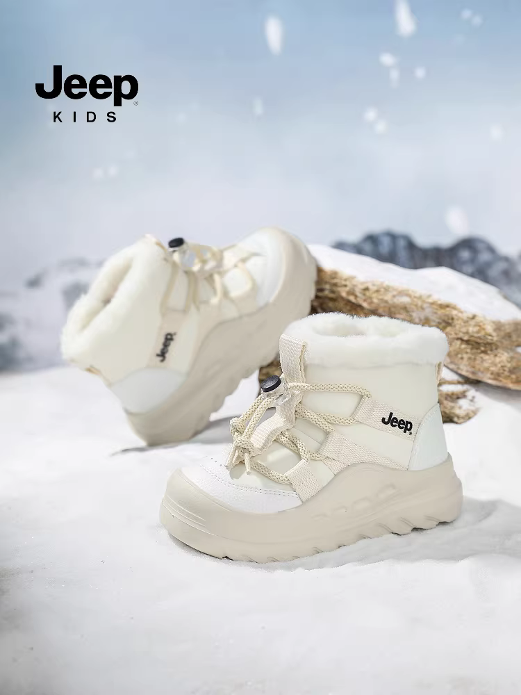 Giày bốt đi tuyết cho bé trai, lót lông cừu, dày dặn, giữ ấm mùa đông 2025 mẫu mới, giày cotton cỡ lớn cho bé trai.