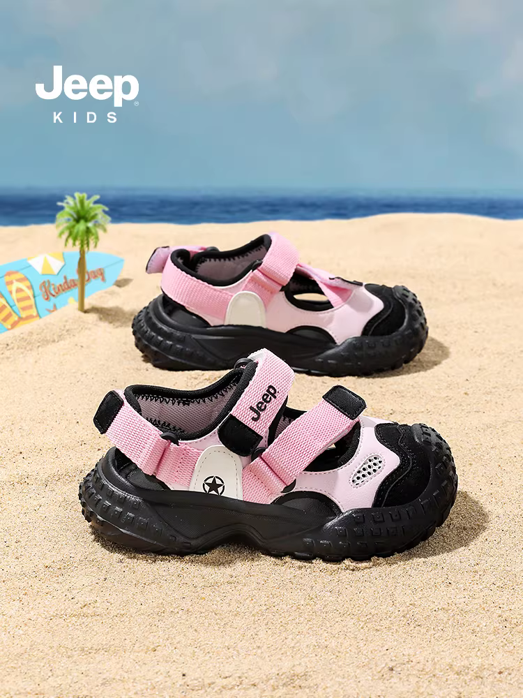 Giày trẻ em Jeep, giày đi biển trẻ em, mẫu hè 2025 mới, thoáng khí, dép sandal màu hồng cho bé gái, giày nước cho bé trai, thích hợp đi lội nước và đi theo dòng sông