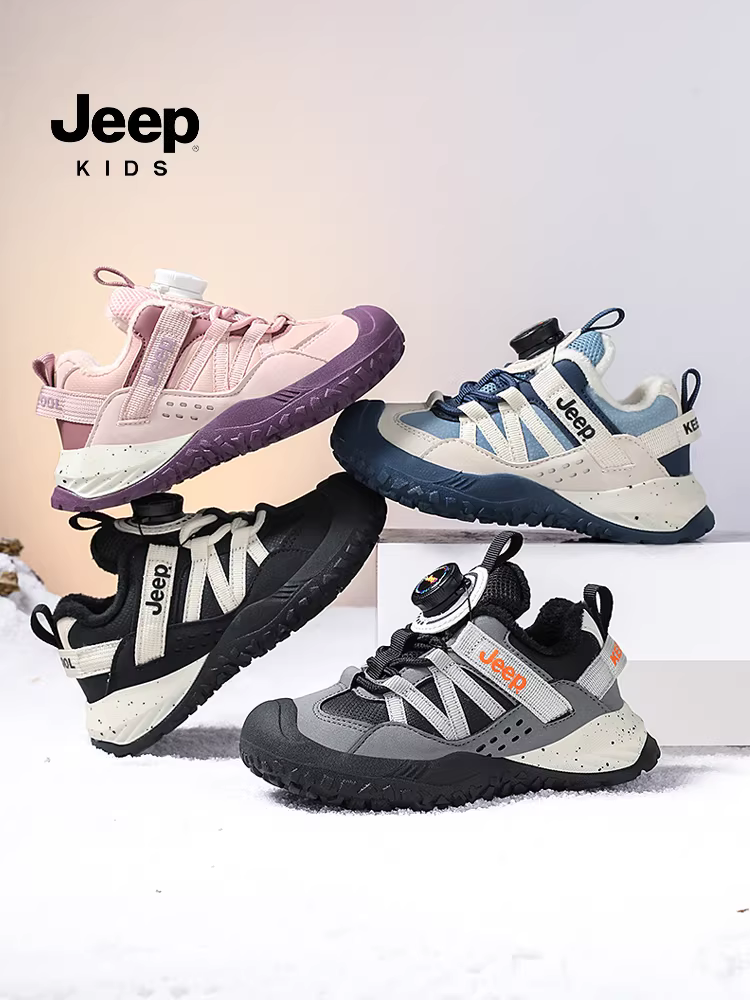 Giày thể thao lót lông cừu cho trẻ em Jeep dành cho bé gái, giày cotton hai lớp, giày trẻ em mùa đông mới 2025 ấm áp và không thấm nước, giày trẻ em nam.