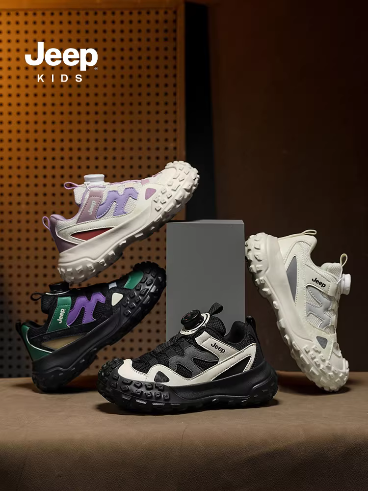 Giày trẻ em Jeep Giày thể thao đế mềm màu trắng dành cho trẻ em Giày thể thao thông thường dành cho bé trai 2025 Giày chạy bộ thoáng khí mùa hè mới dành cho bé gái