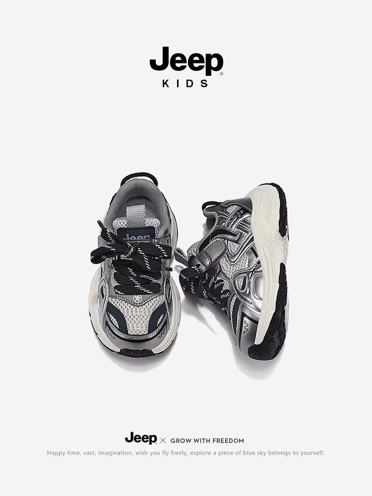 Giày trẻ em Jeep 2025 mới, nhẹ, lưới thoáng khí, giày bố cho bé trai, giày thể thao mùa hè cho bé gái