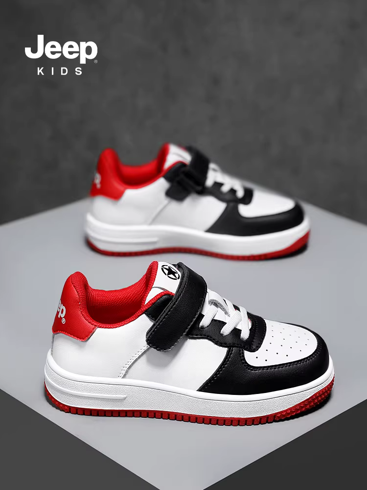 Giày trẻ em Jeep đế mềm, giày trẻ em mùa xuân thu 2025 mới, giày thể thao trắng trẻ em, giày thể thao trắng cho bé lớn