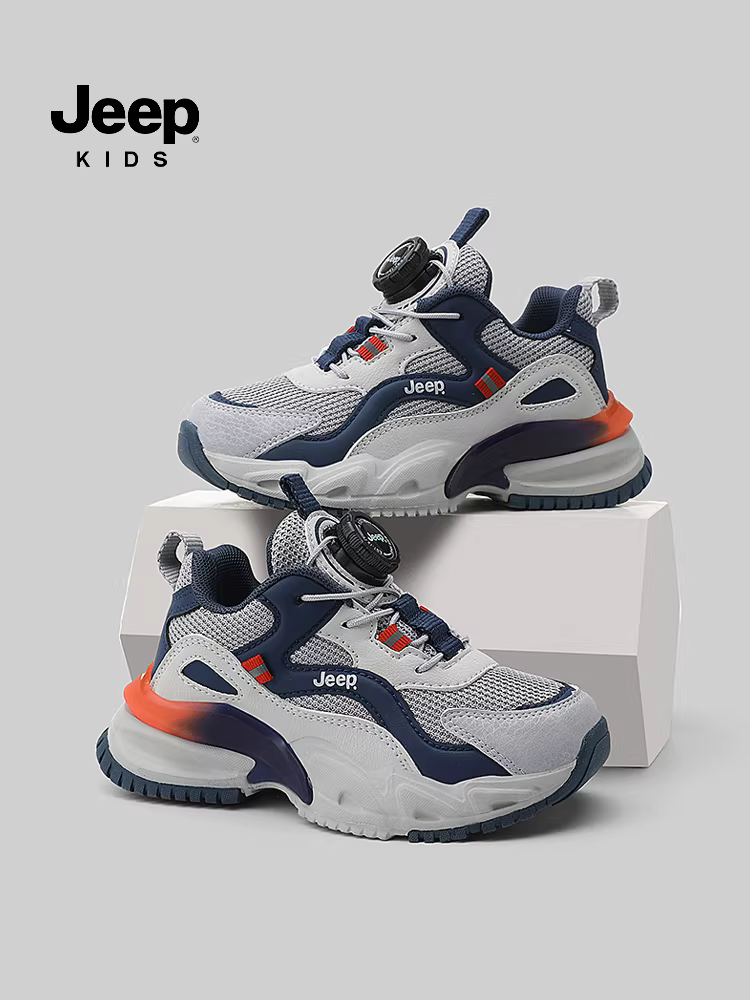 Giày bố kiểu Jeep cho bé trai, giày mùa xuân thu, giày cài nút, nhẹ, thoáng khí, giày thể thao trẻ em mới 2024, kiểu dáng nam