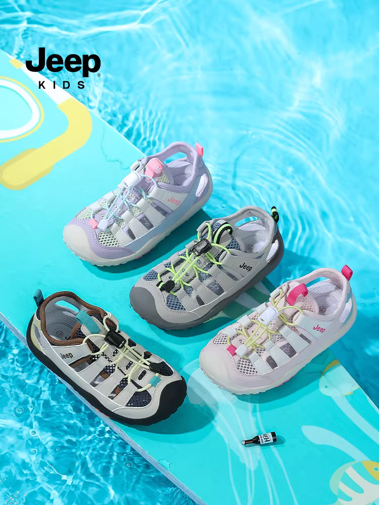 Dép sandal trẻ em Jeep, giày nước mùa hè 2025 mới, đế mềm chống trơn, giày đi biển cho bé gái