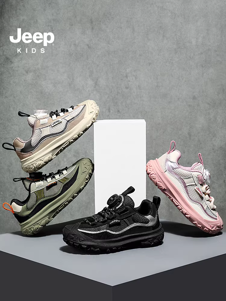 Giày Jeep cho bé trai, mẫu xuân thu, giày trẻ em, giày chạy bộ mới mùa thu 2024, khóa núm, giày thể thao đế mềm cho trẻ em.