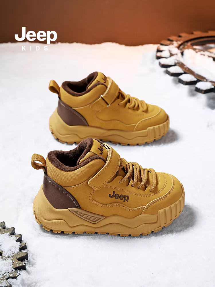 Giày thể thao trẻ em Jeep Giày cotton lót lông cừu mùa đông Giày đi bộ đường dài ngoài trời 2025 Giày trẻ em chống trượt mới Giày bé trai
