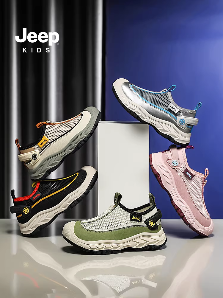 Giày thể thao lưới trẻ em Jeep, giày lưới thoáng khí mùa hè, giày bé trai, giày trẻ em mới 2025, giày bé gái
