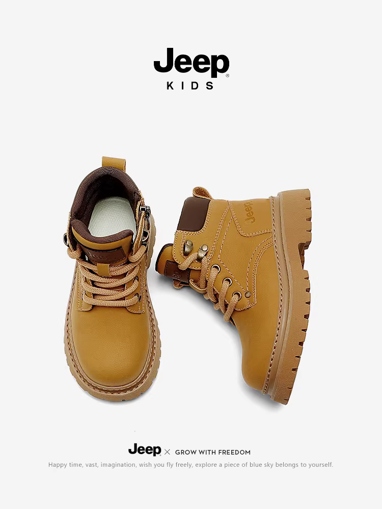 Giày trẻ em Jeep Giày bốt cỡ lớn lót lông cừu mùa thu đông dành cho trẻ em Giày bốt thể thao và giải trí đế mềm mùa thu mới 2025 dành cho bé trai và bé gái