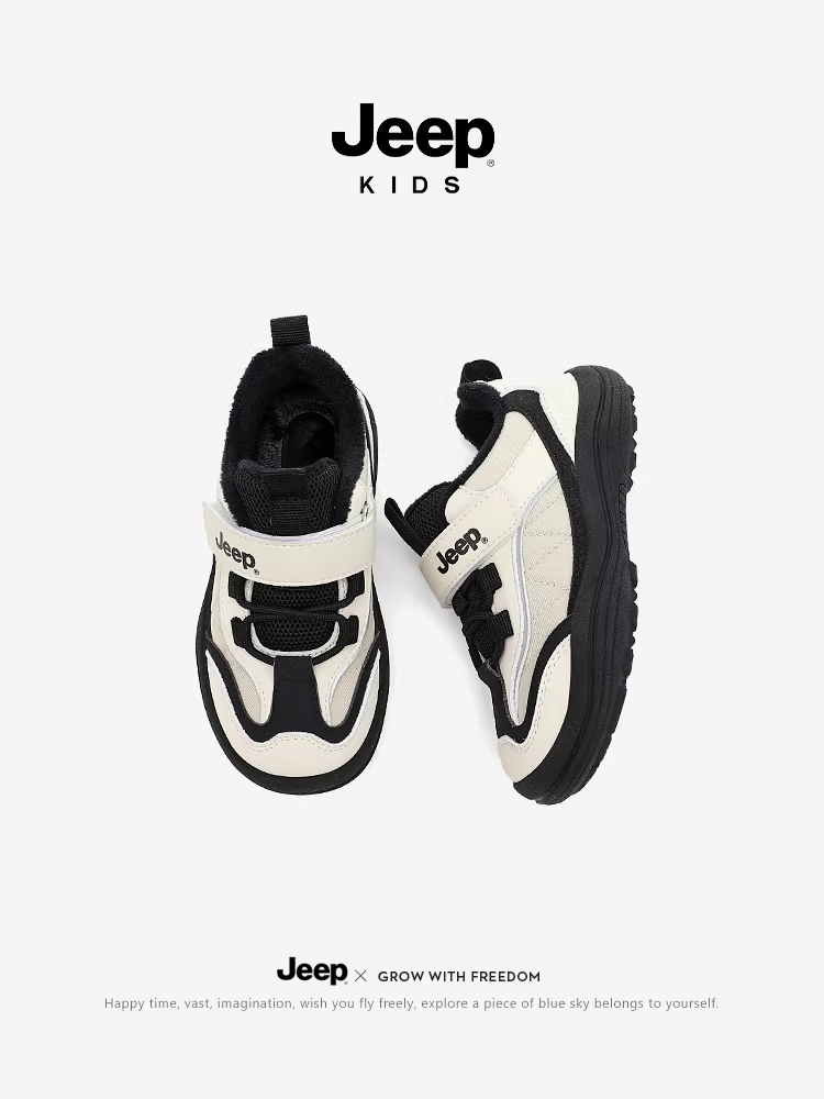 Giày thể thao mùa đông giữ ấm cho bé trai Jeep, giày trẻ em ngoài trời, giày trẻ em, mẫu mới 2025, giày cotton lót lông cừu cho bé trai