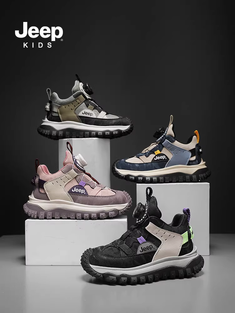 Giày thể thao trẻ em Jeep, giày thường ngày, mẫu mới thu đông 2025, giày bố cho bé gái lớn, giày chạy bộ