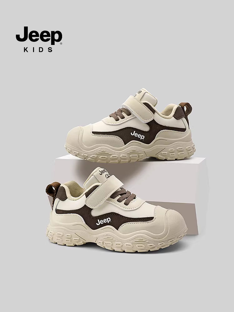 Giày trẻ em Jeep mùa xuân thu Giày thể thao đế mềm Velcro nhẹ dành cho bé gái 2024 Giày chạy bộ chống mài mòn mới dành cho bé trai