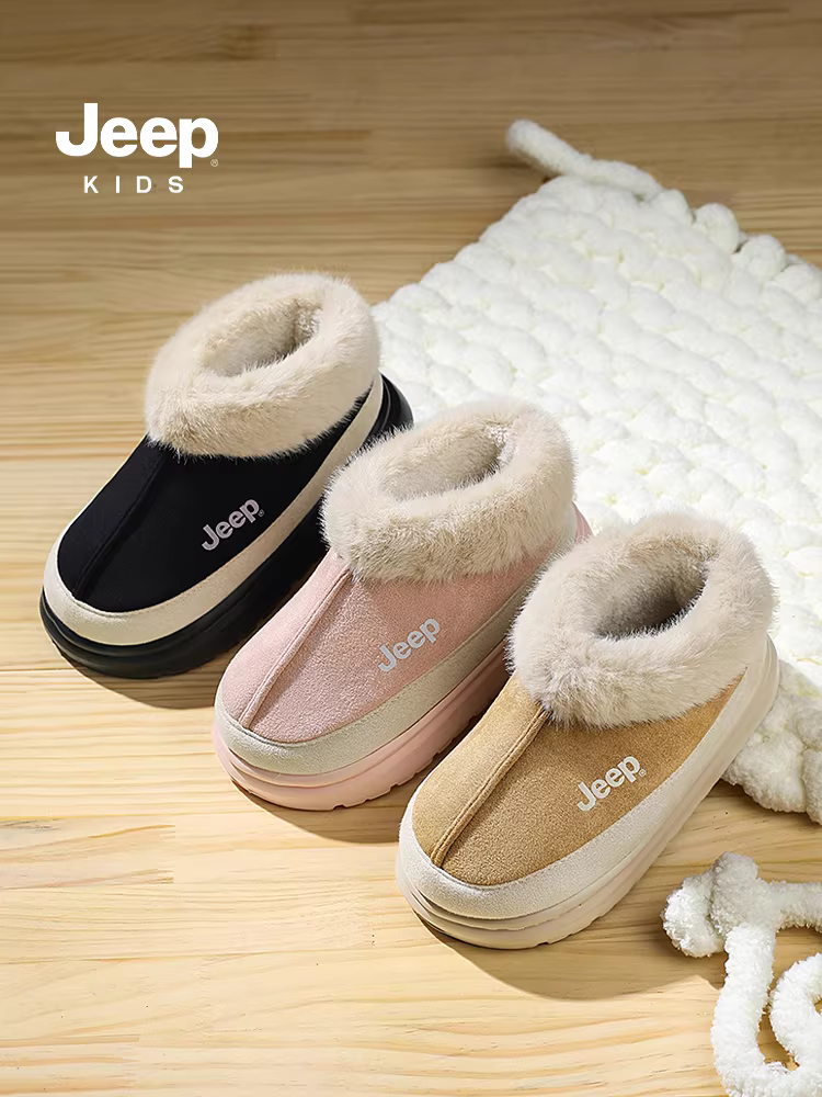 Dép bông Jeep cho bé gái, dép giữ ấm cho trẻ em, giày mùa thu đông 2025 mới, giày đi tuyết ngoài trời cho bé trai